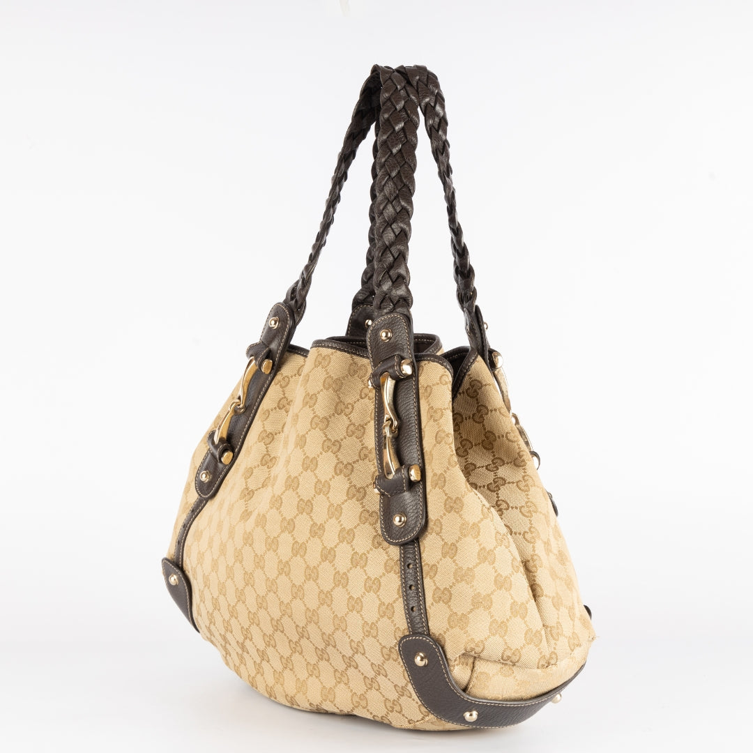 Gucci Leather Canvas Shoulder Bag