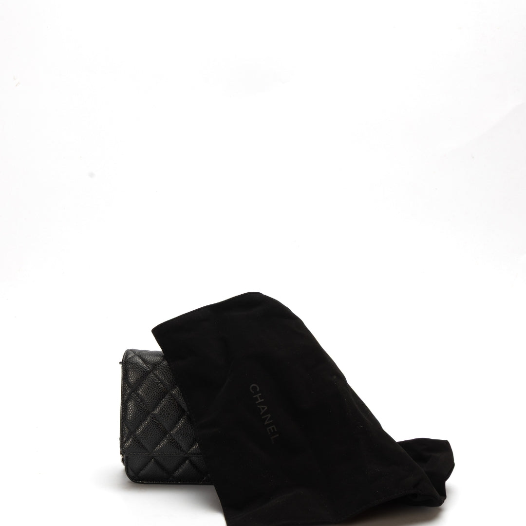 Chanel Black Caviar Quilted Wallet on Chain Crossbody
