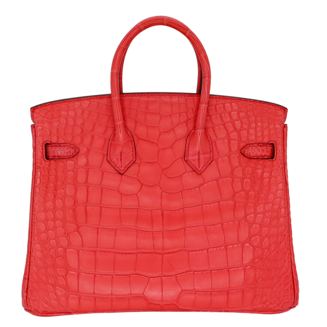 Hermes25cm Birkin Bougainvillea Matte Alligator Palladium Hardware