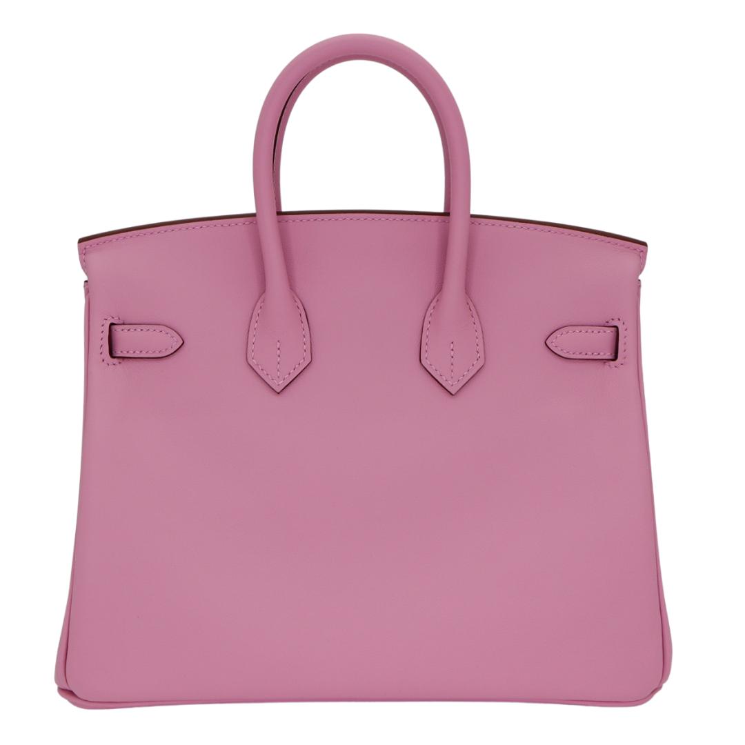 Hermes25cm Birkin Mauve Sylvestre Swift Leather Rose Gold Hardware