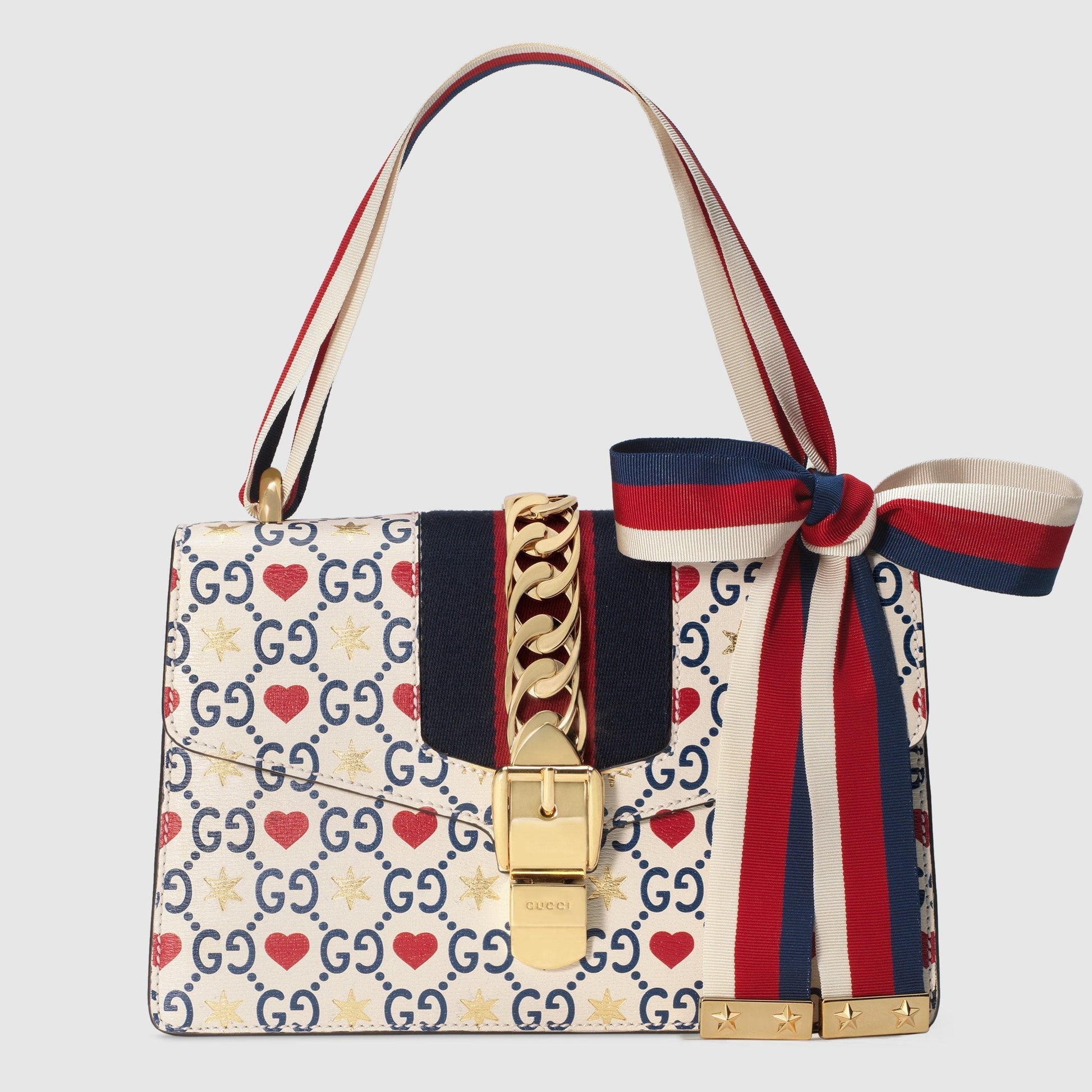 Gucci Monogram Nylon Chain Leather Crossbody