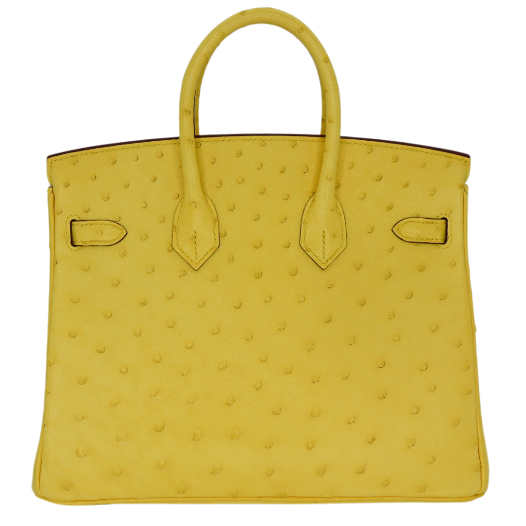 Hermes25cm Birkin Jaune Citron Ostrich Palladium Hardware