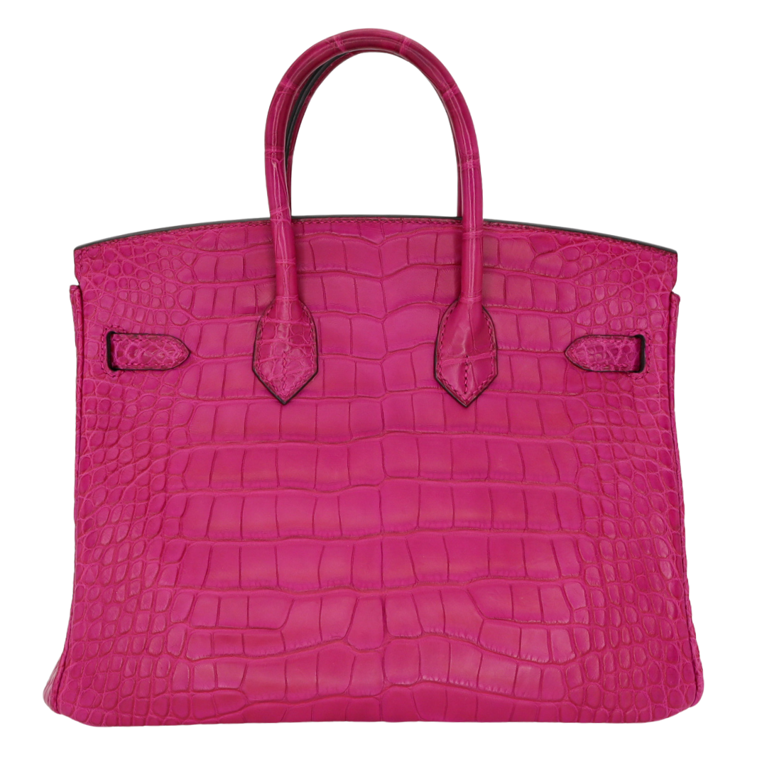 Hermes25cm Birkin Rose Scheherazade Matte Alligator Palladium Hardware