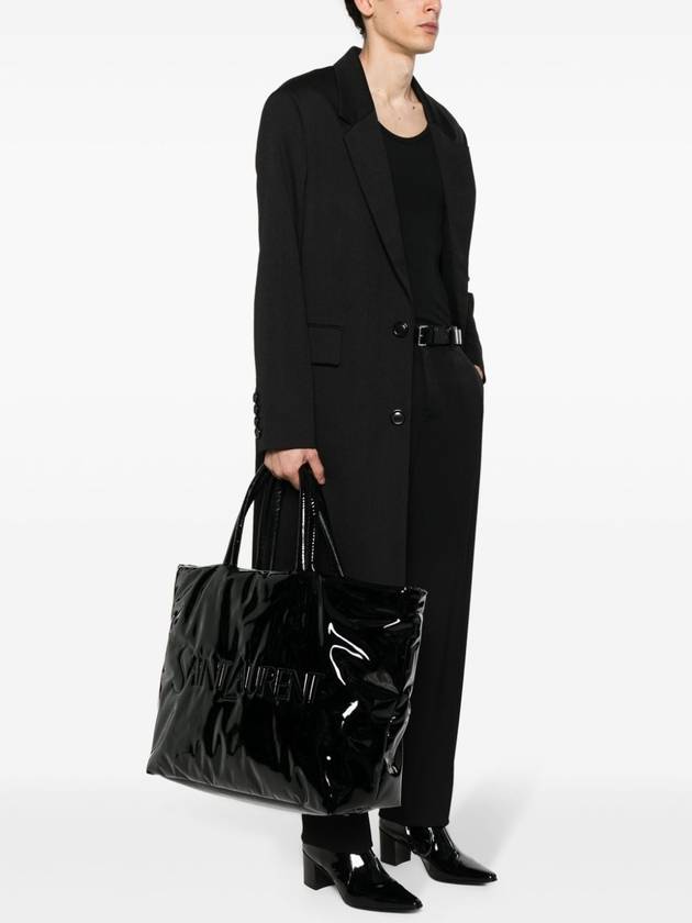 Luxury Saint Laurent Trending 2025 Maxi Patent Canvas Tote Bag Black
