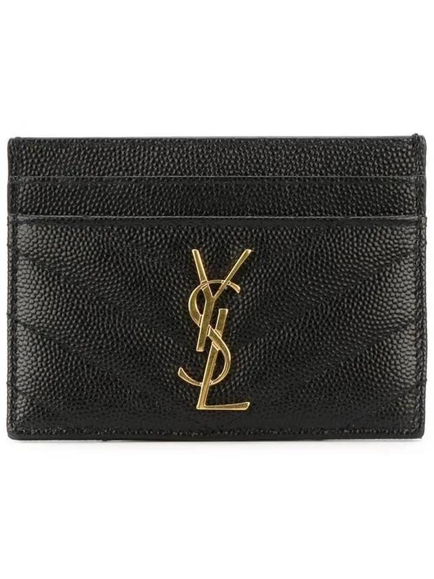 Luxury Saint Laurent Trending 2026 Gold Hardware Matelasse Caviar Leather Card Wallet Black