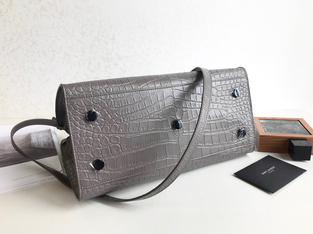 Yves Saint Laurent Monogram Cabas Small Gray Luxury Handbag