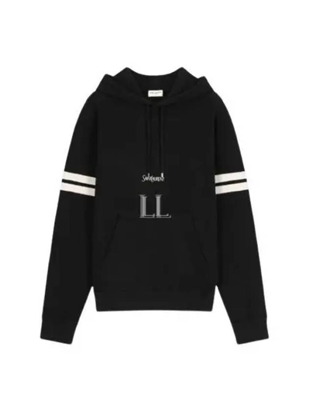 Luxury Saint Laurent Trending 2026 Embroidered Logo Hoodie Black