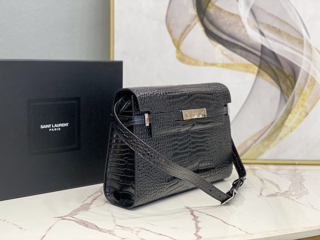 Yves Saint Laurent Manhattan Shoulder Bag In-Shiny Black