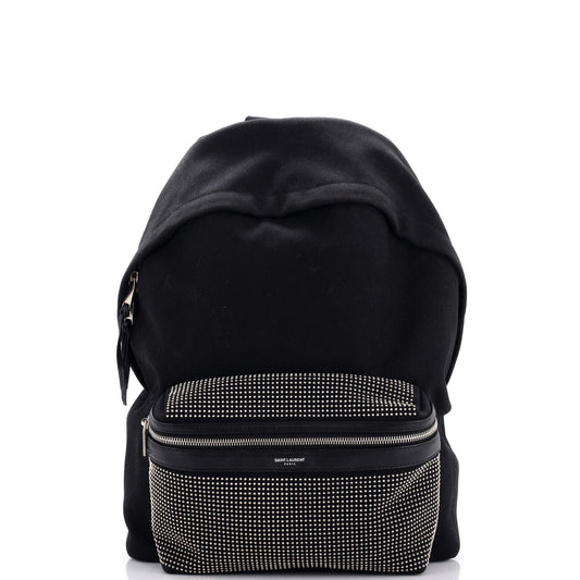 Luxury Saint Laurent Trending 2025 City Backpack Studded Canvas Medium