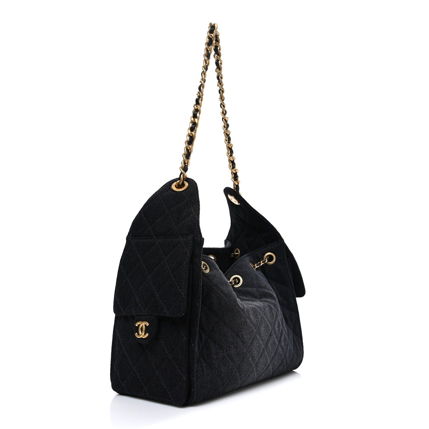 Washed Quilted Small Chanel 25 Handbag Black