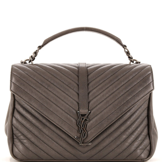 Luxury Saint Laurent Trending 2025 Classic Monogram College Bag Matelasse Chevron Leather Large