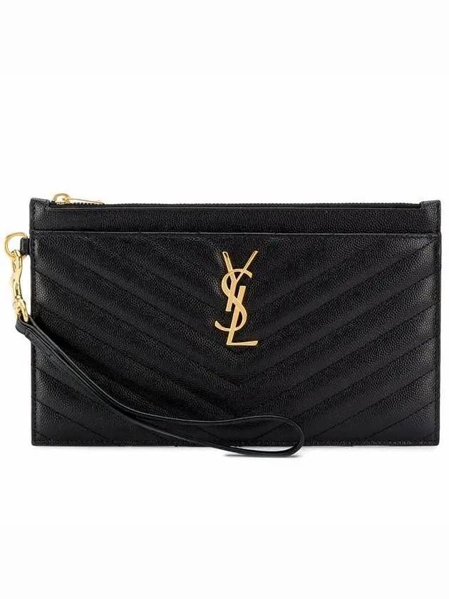 Luxury Saint Laurent Trending 2025 Cassandre Matelasse Large Zipped Clutch Bag Black