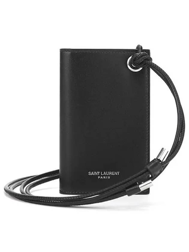 Luxury Saint Laurent Trending 2026 Men's Logo Strap Card Wallet Black
