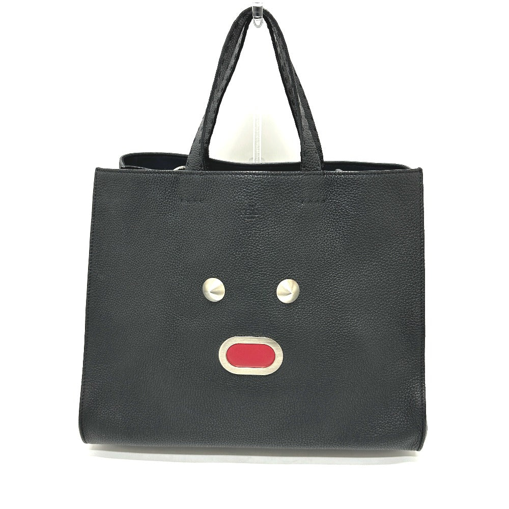 FENDI Tote Bag 7VA390 leather black Celeria monster