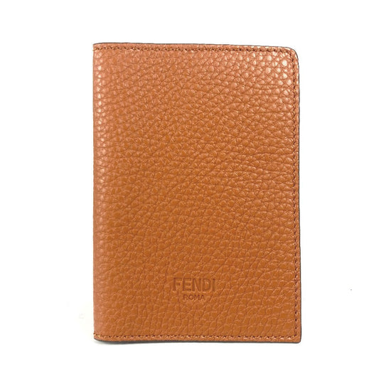 FENDI passport case leather Brown logo