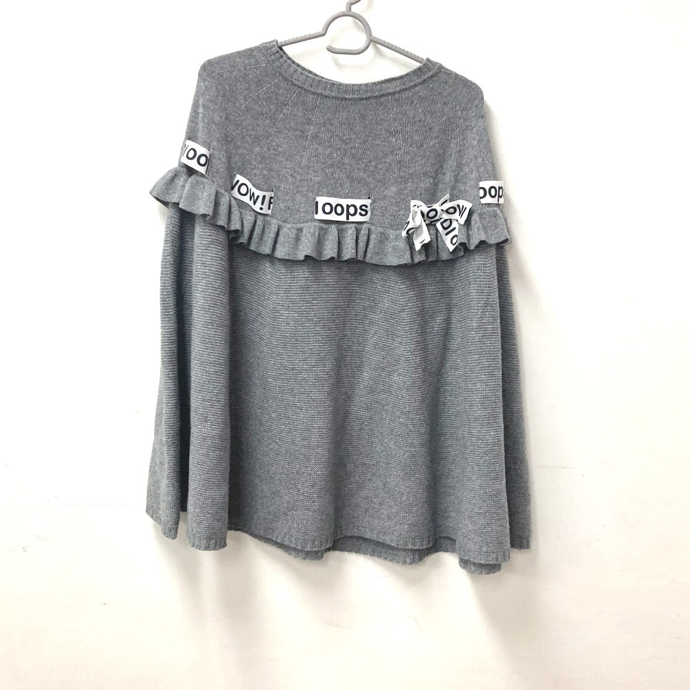 FENDI poncho Wool, Rayon gray logo ribbon frill Women ‚–