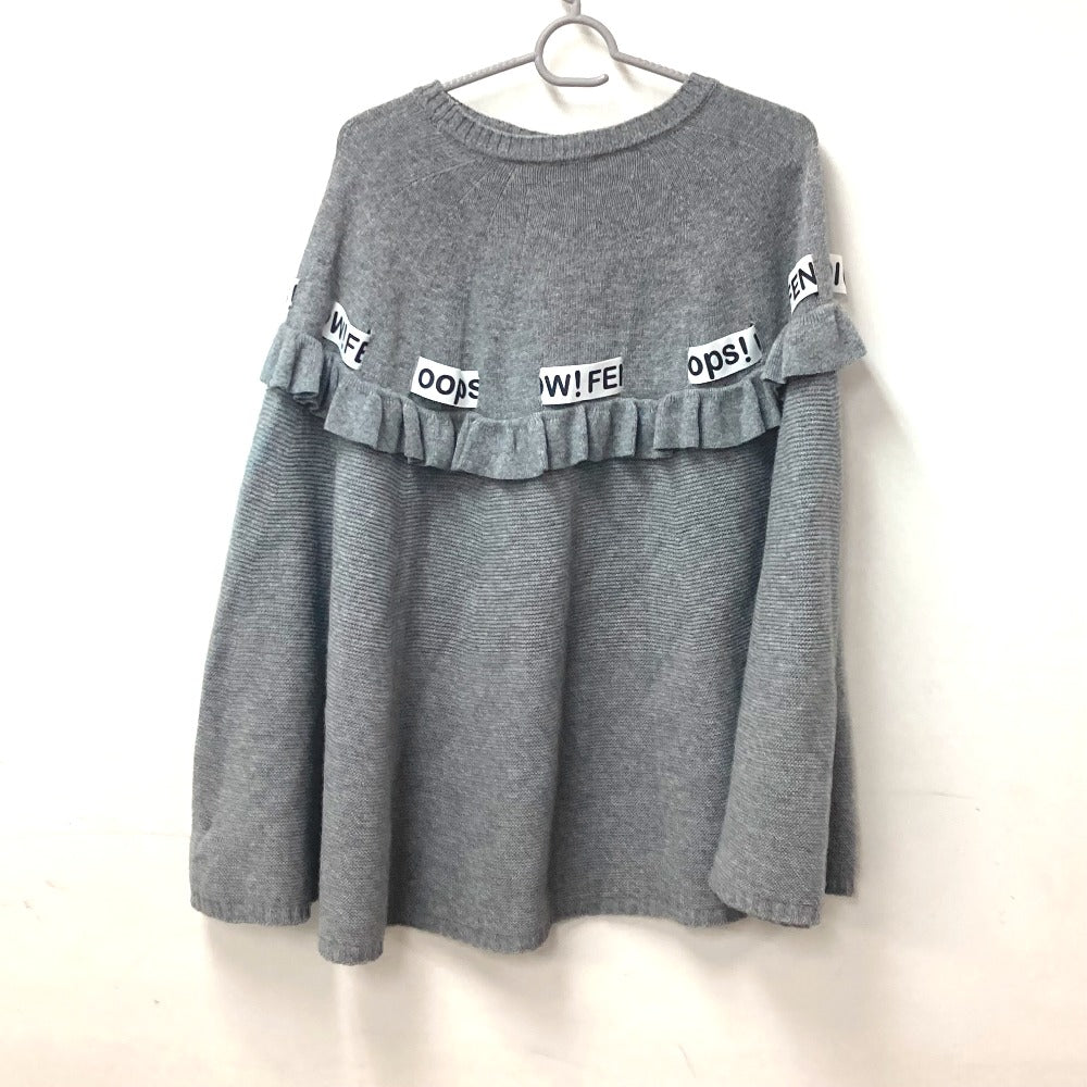 FENDI poncho Wool, Rayon gray logo ribbon frill Women ‚–