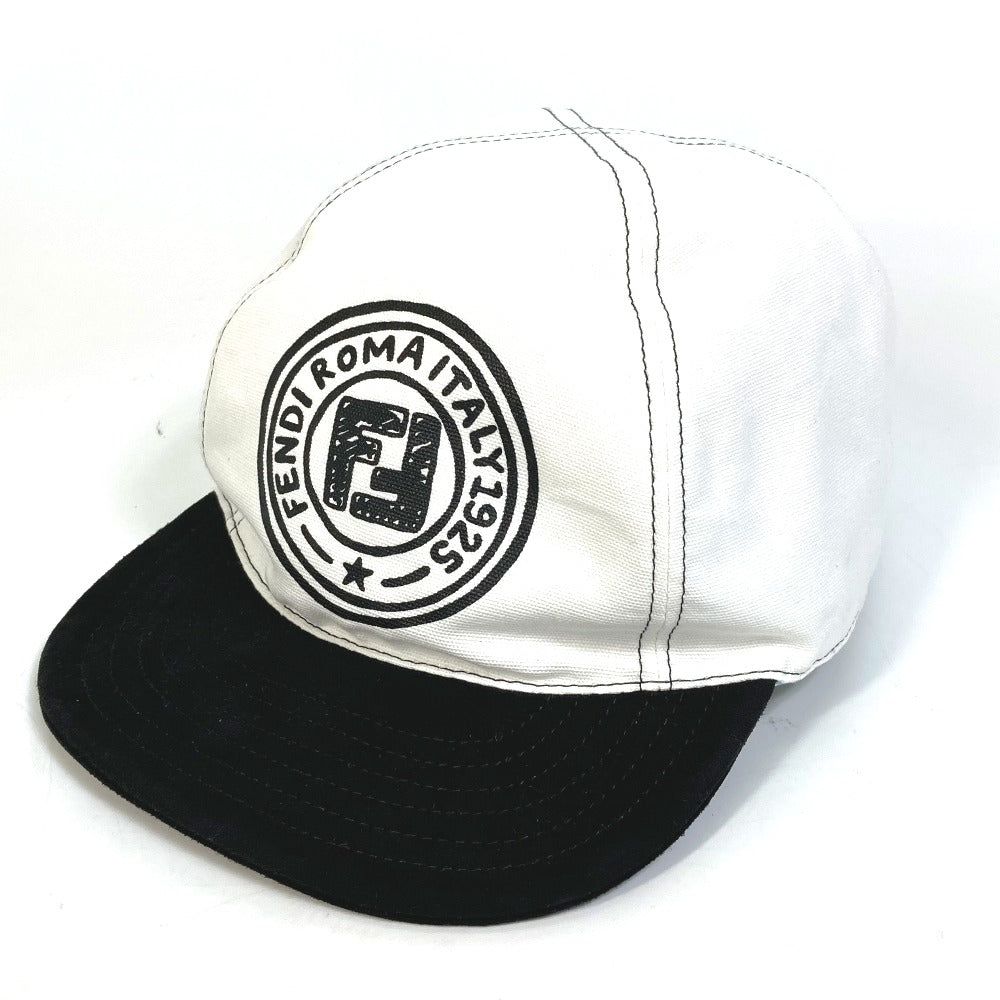 FENDI cap FXQ770 Cotton, Leather White x black hat Joshua Vides 58