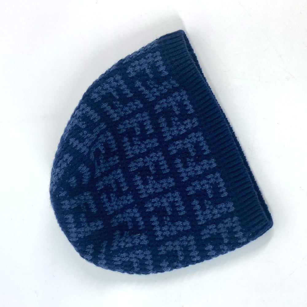 FENDI Knit hat FXQ798 cashmere Navy beanie hat knit hat knit cap Zucca logo unisex(Unisex)