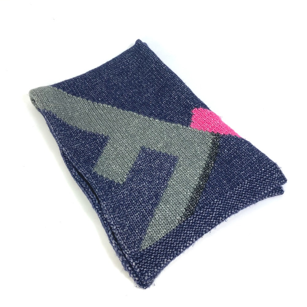 FENDI Scarf Wool, Silk Navy type F logo Women