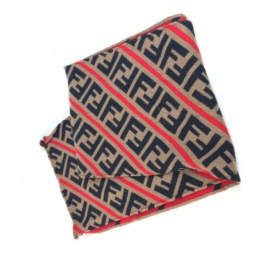 FENDI Scarf wool Brown Zucca logo Women