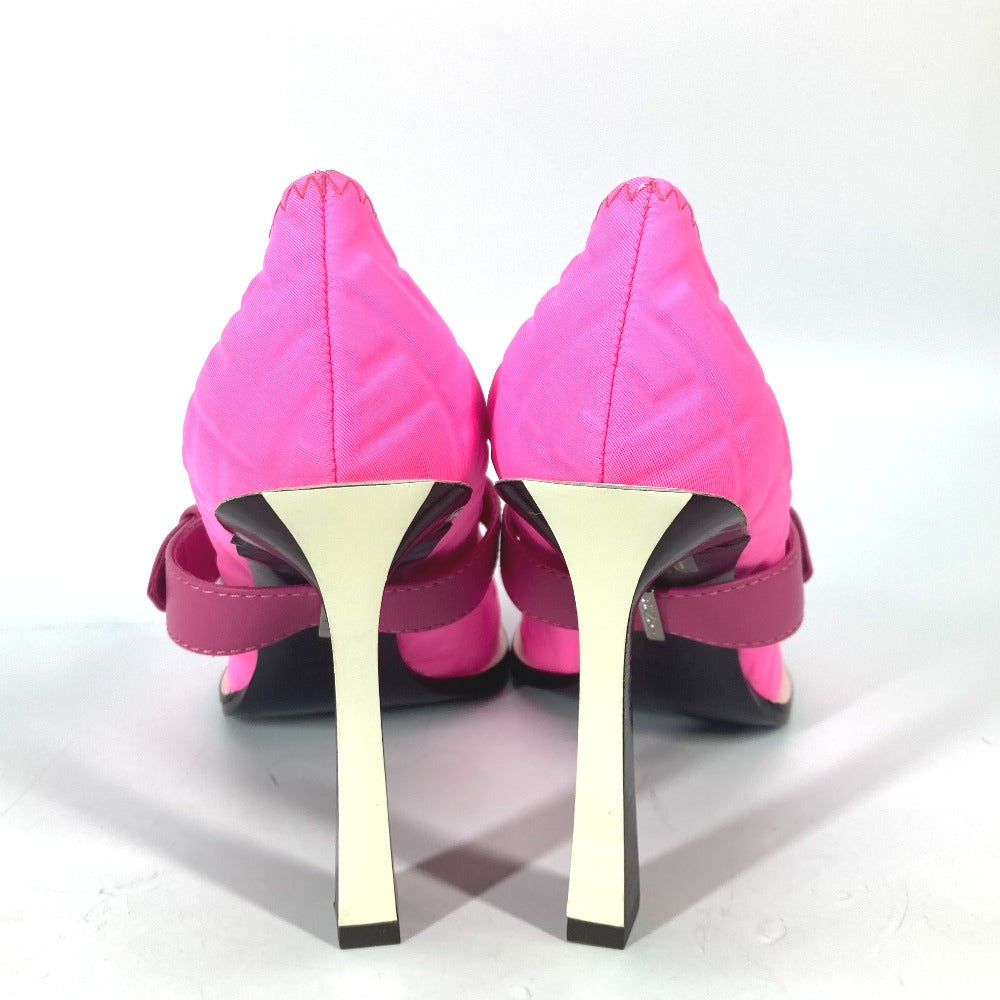 FENDI pumps canvas pink FF Belted Design Women 35