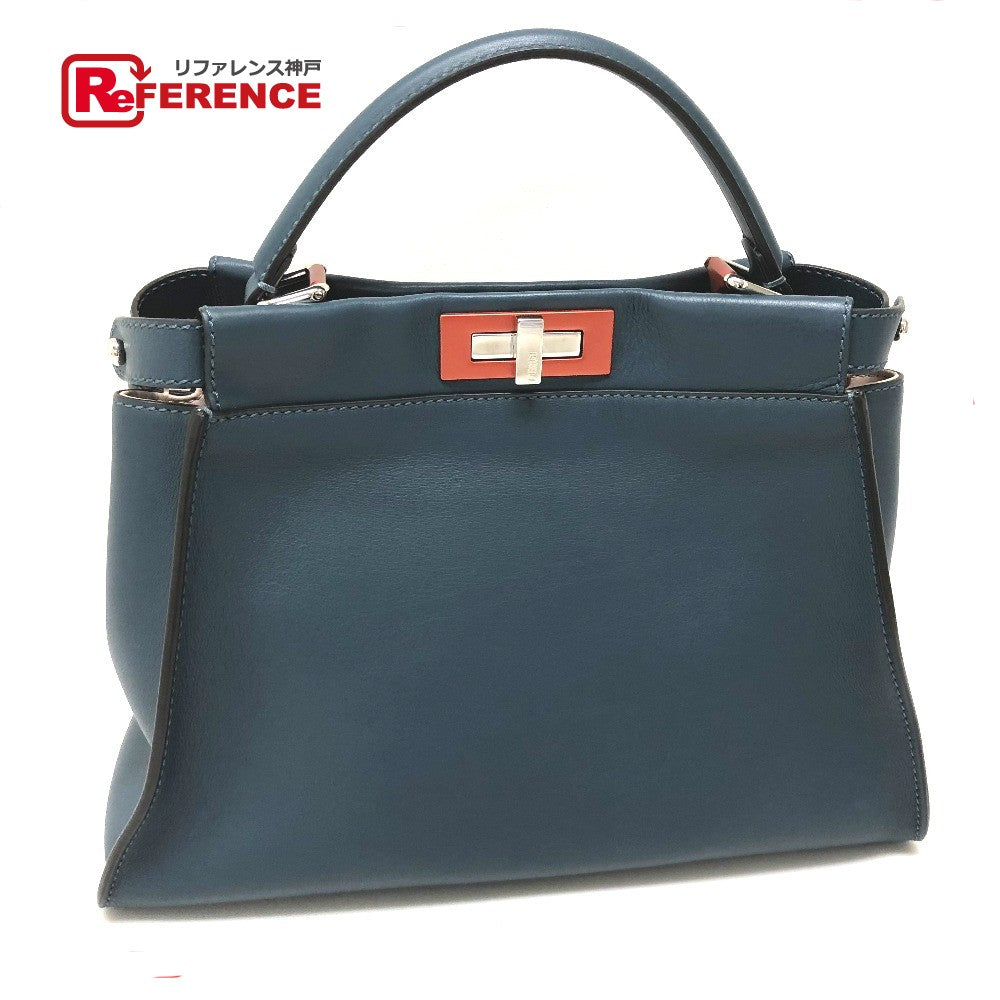 FENDI Handbag 8BN290 leather blue Peek-a-boo regular