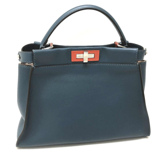 FENDI Handbag 8BN290 leather blue Peek-a-boo regular