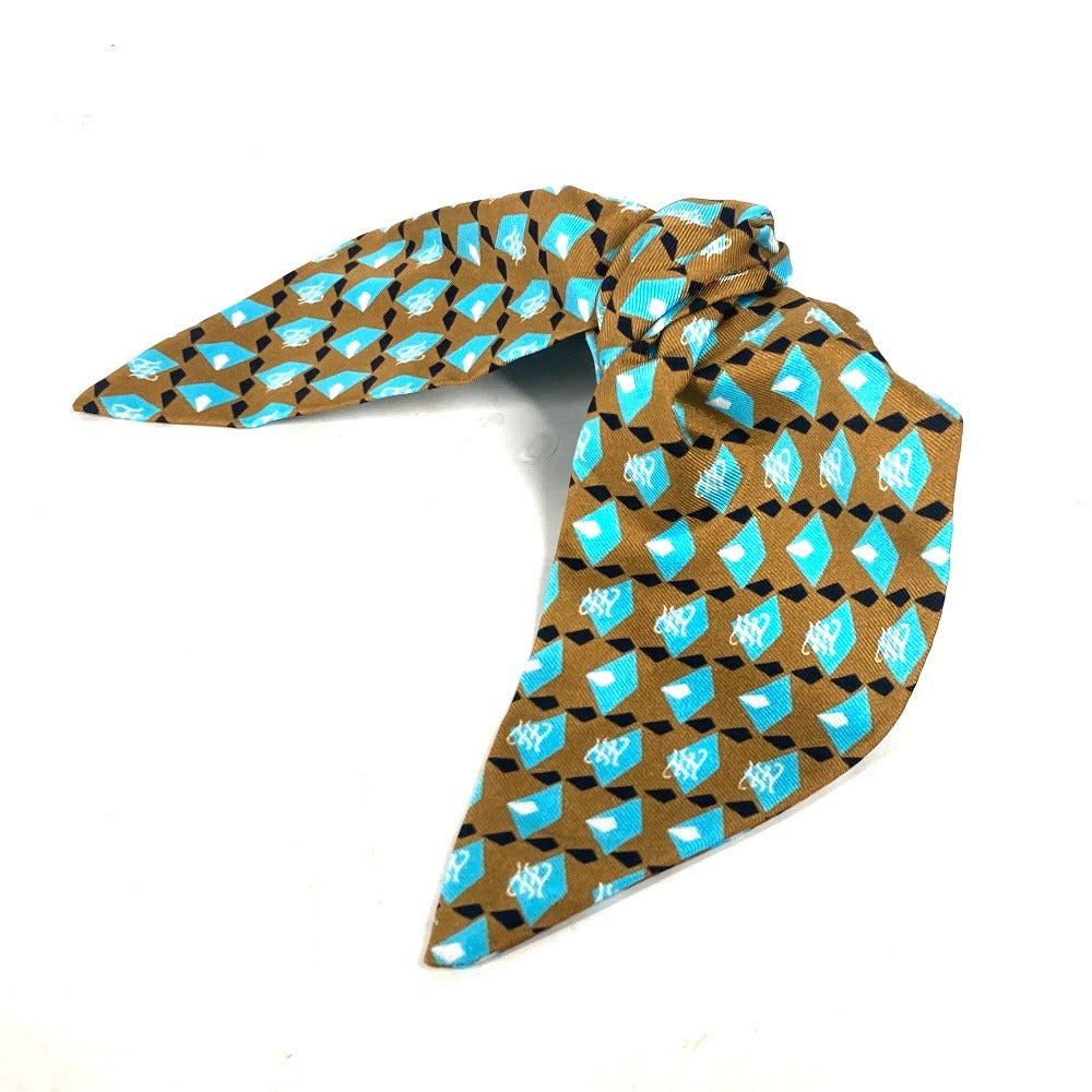 FENDI Valletta silk Brown logo hair clip