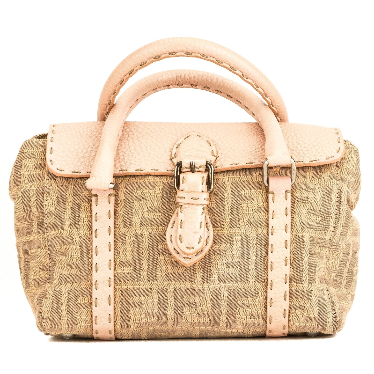 Fendi Pink/Tan Zucca Selleria Mini Linda ( )