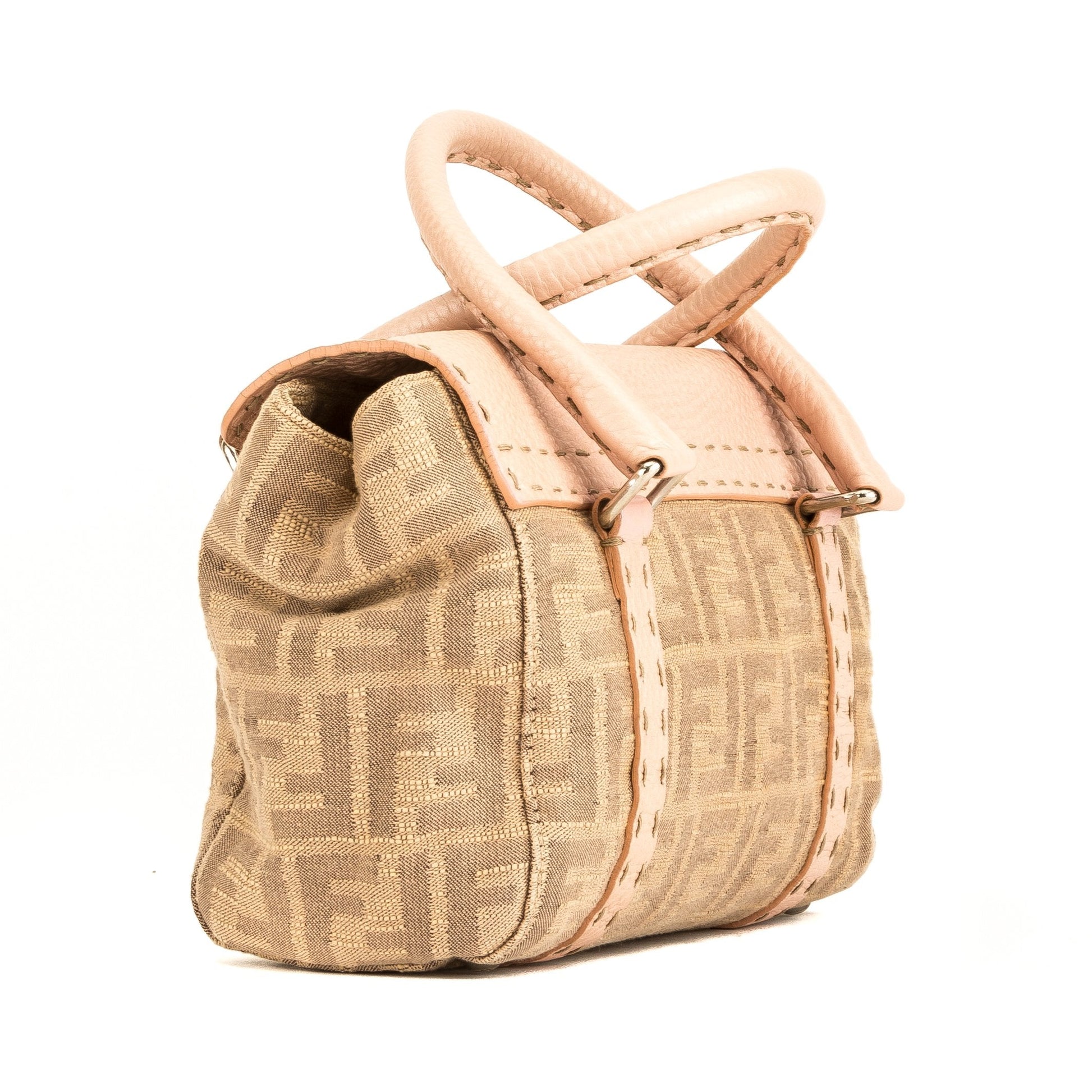 Fendi Pink/Tan Zucca Selleria Mini Linda ( )
