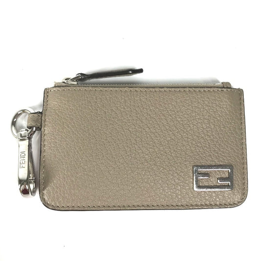 FENDI Coin case 7M0343 leather beige By color logo Women