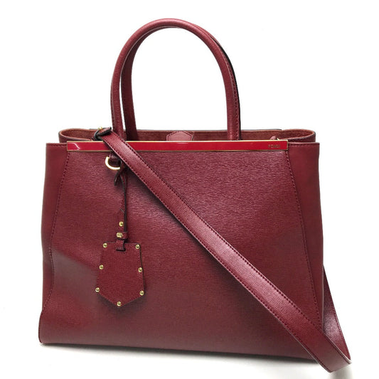 FENDI Handbag 8BH250 leather Dark red To joule Women