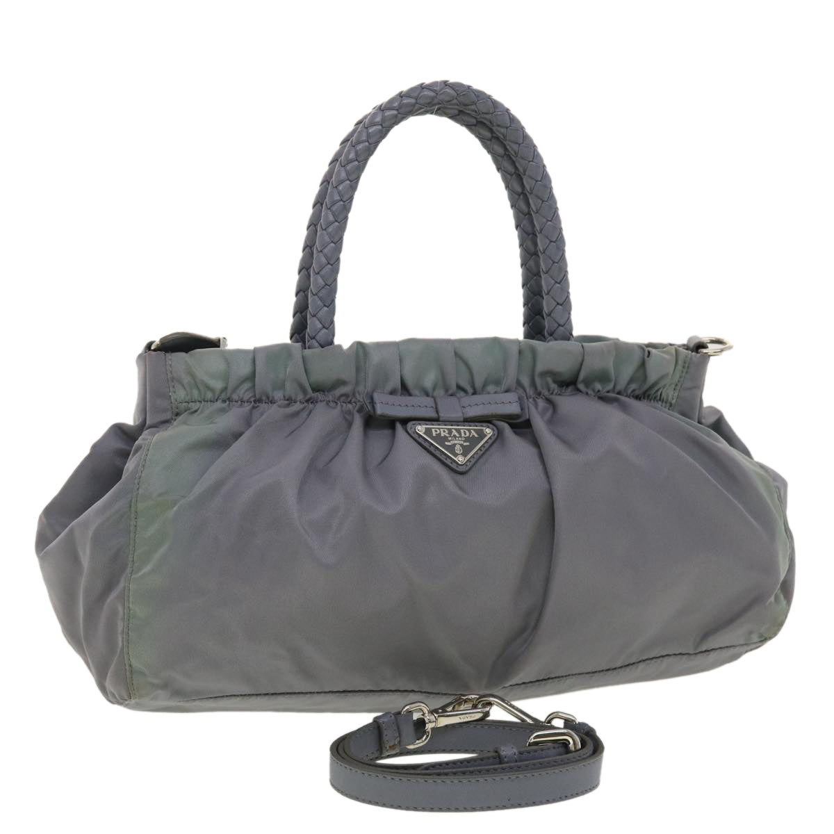Prada Hand Bag Nylon 2way Gray
