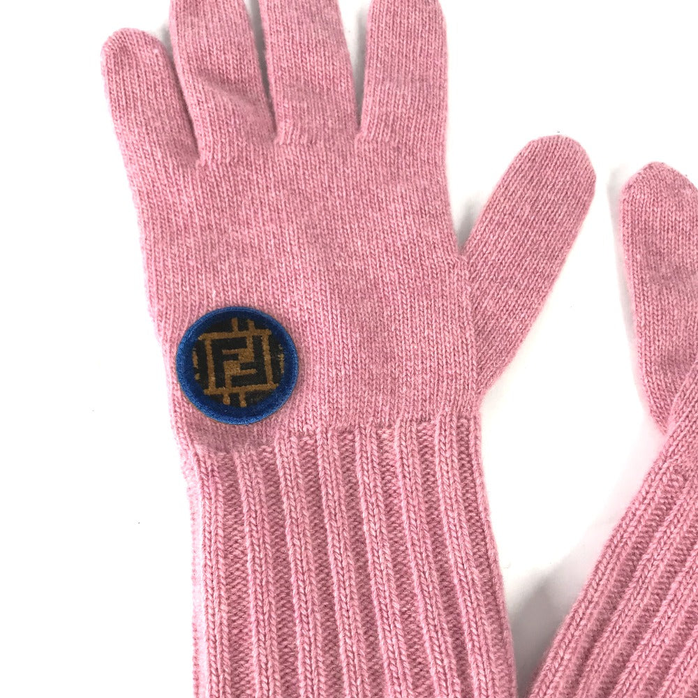 FENDI gloves FXY554 Wool / cashmere pink Zucca patch Women