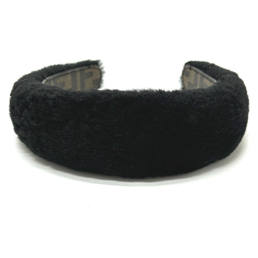 FENDI hair accessory fur black Hair band head band boa zucca Women