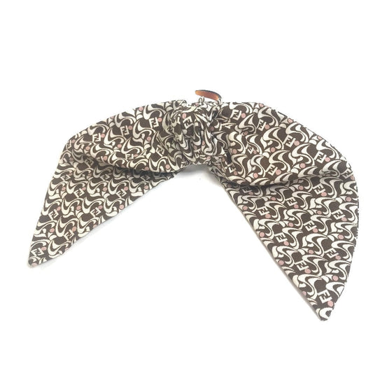 FENDI Valletta silk Brown x white Silk logo Women