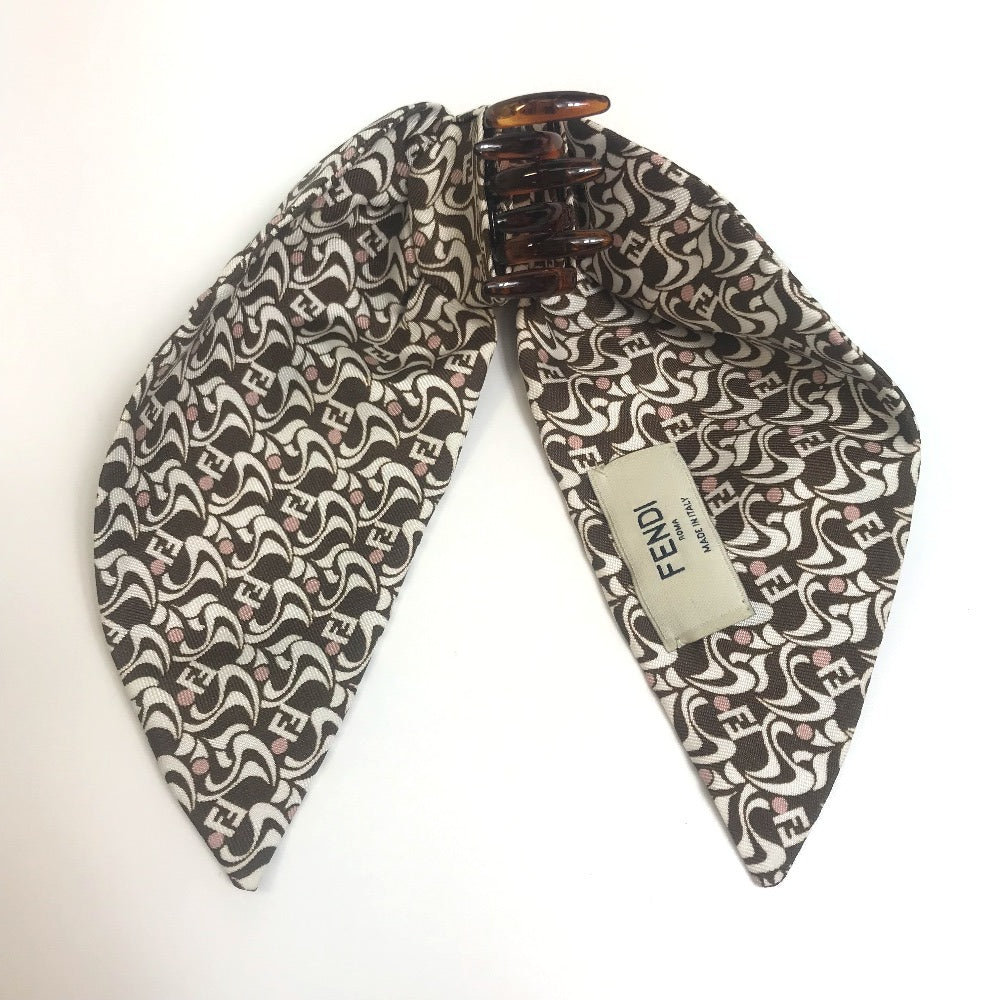 FENDI Valletta silk Brown x white Silk logo Women