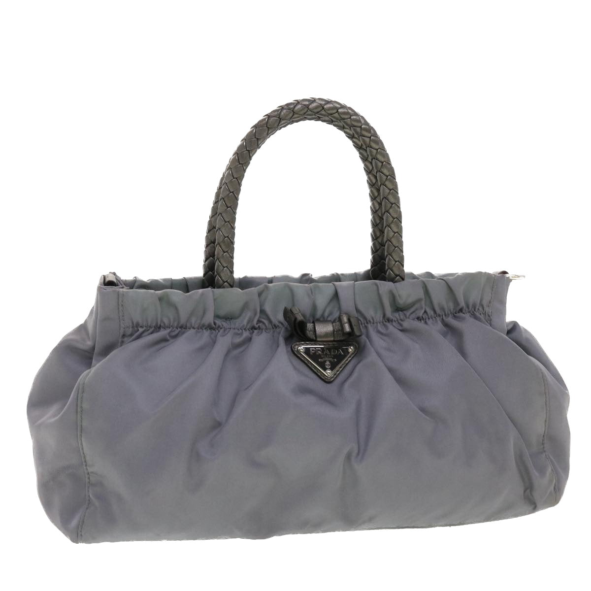 Prada Hand Bag Nylon Gray