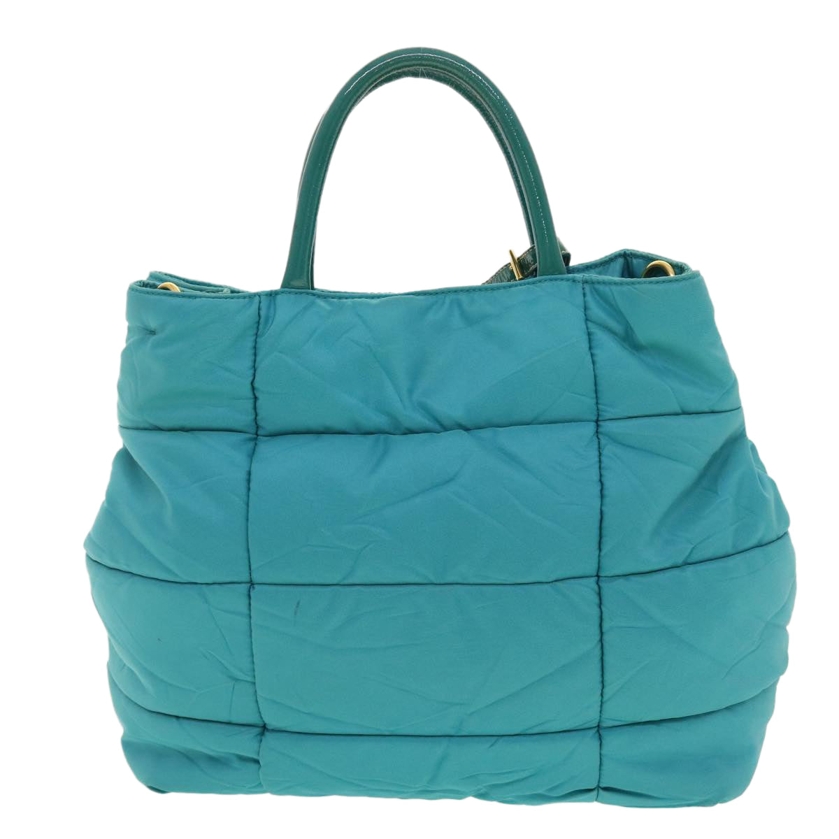 Prada Quilted Hand Bag Nylon 2way Turquoise Blue