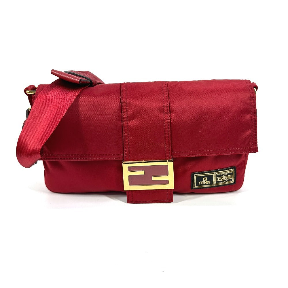 FENDI Shoulder Bag 7VA472 Nylon Red PORTER collaboration Bucket bag