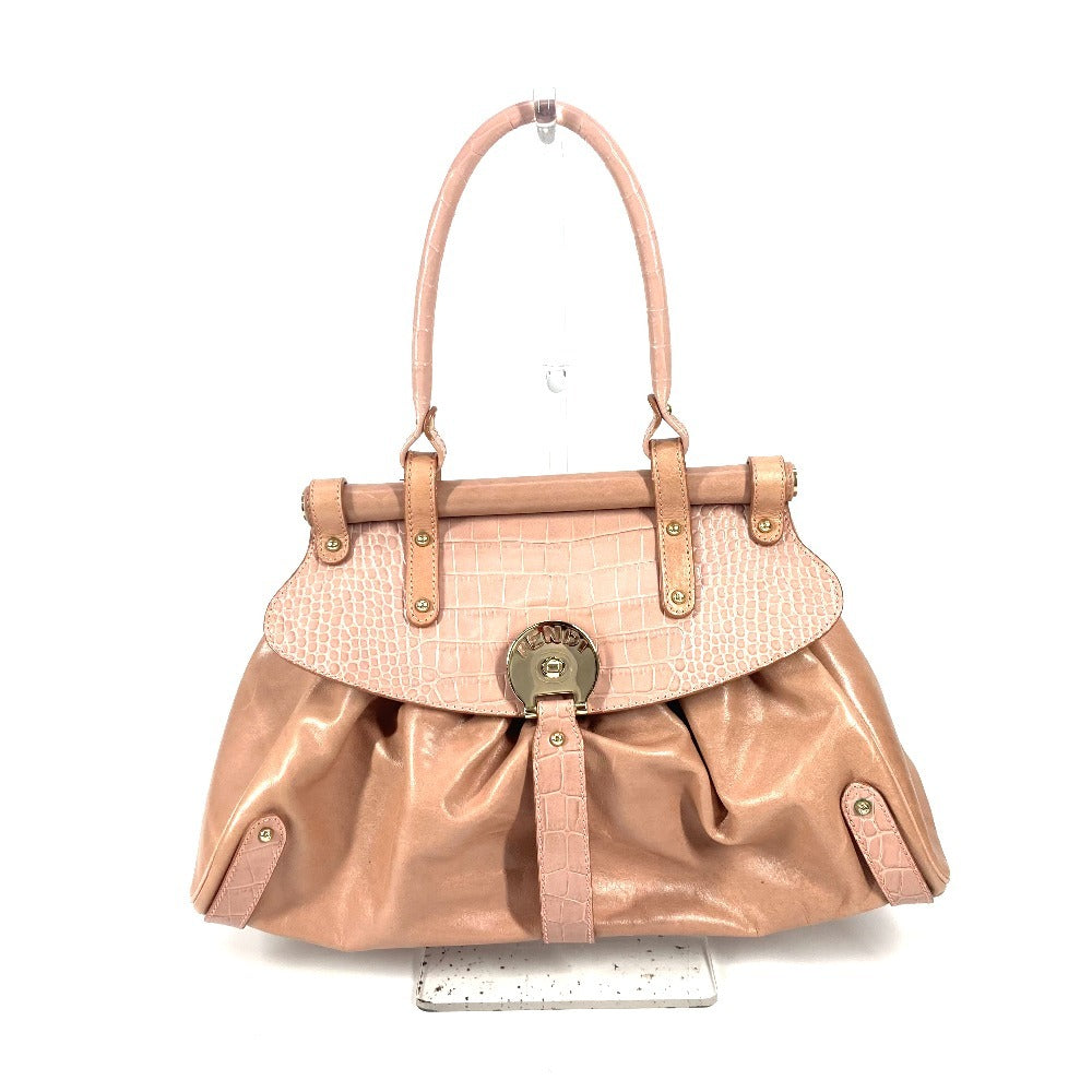 FENDI Tote Bag leather pink Turn lock Women