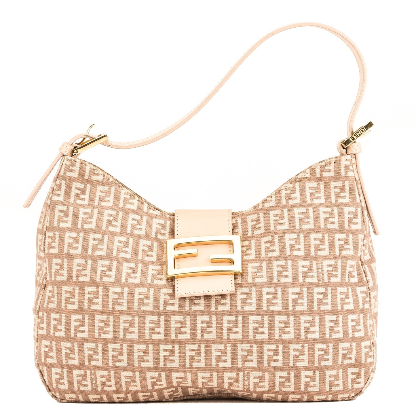 Fendi Pink Leather Zucca Canvas Shoulder Bag ( )