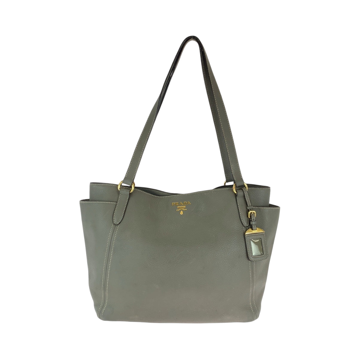 PRADA Tote Bag leather Greige Gold Metal Tote Bag Shoulder Bag Vitterodino Marmo Women