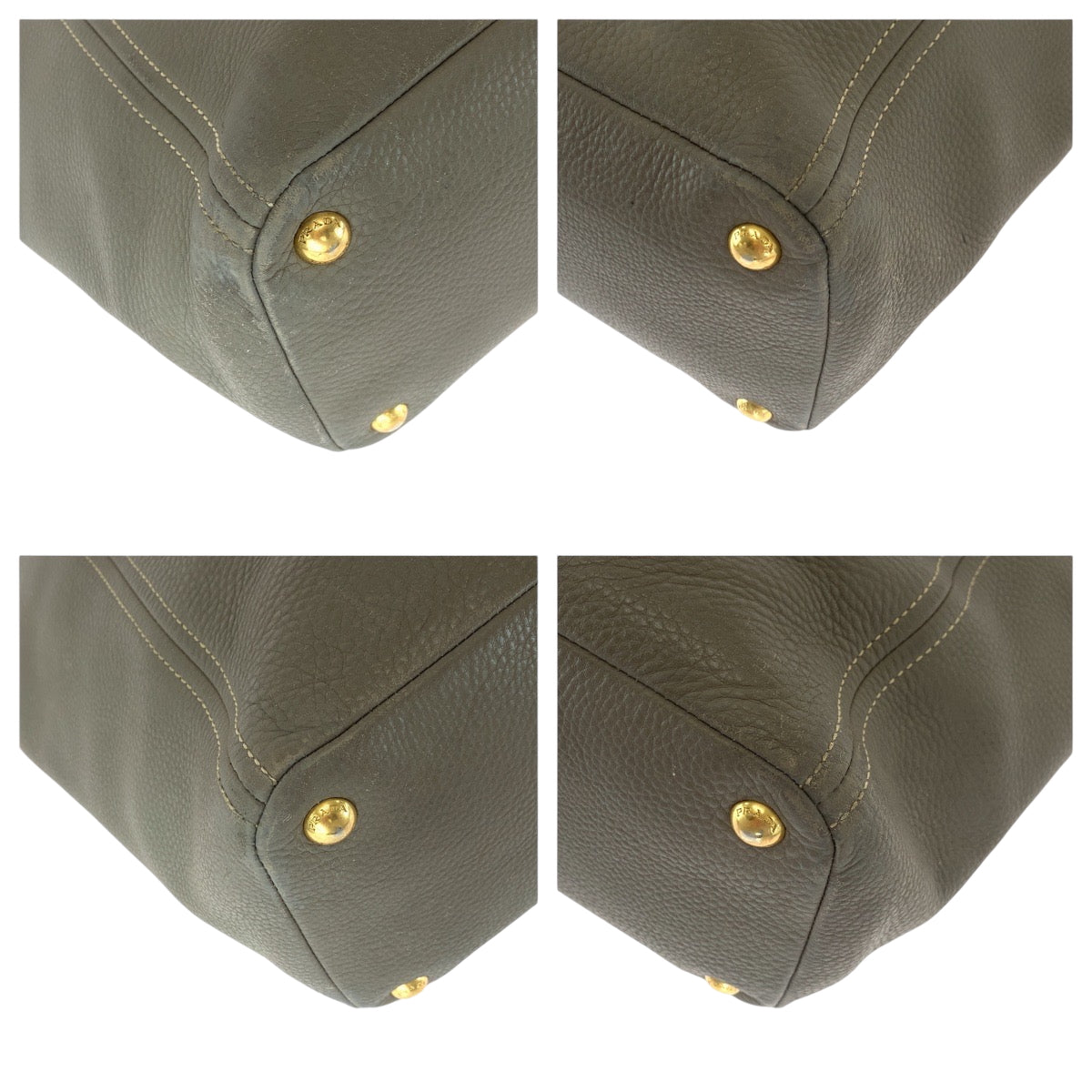 PRADA Tote Bag leather Greige Gold Metal Tote Bag Shoulder Bag Vitterodino Marmo Women