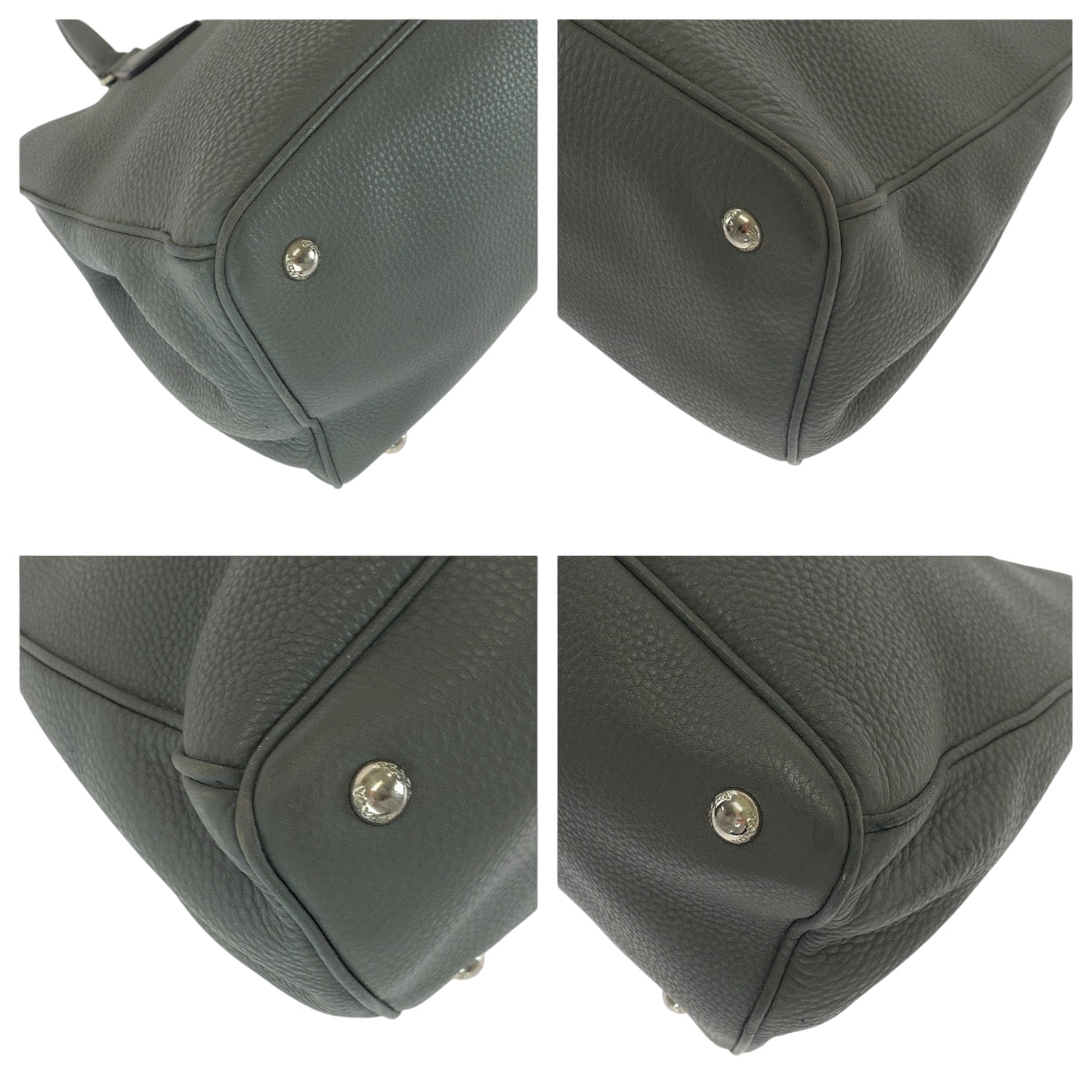 PRADA Shoulder Bag leather gray Vitterodino logo