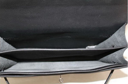 Luxury Hermes Briefcases Briefcase Cow Leather Black Bag