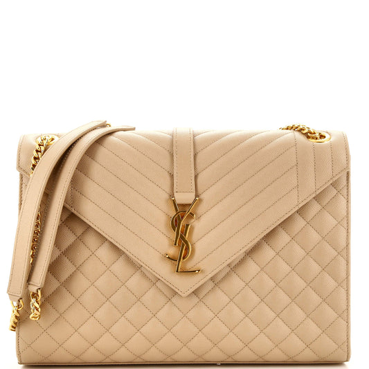 Luxury Saint Laurent Trending 2025 Classic Monogram Envelope Satchel Mixed Matelasse Leather Large