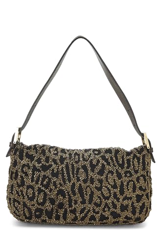 Fendi, Gold & Brown Embellished Beaded Baguette, Brown