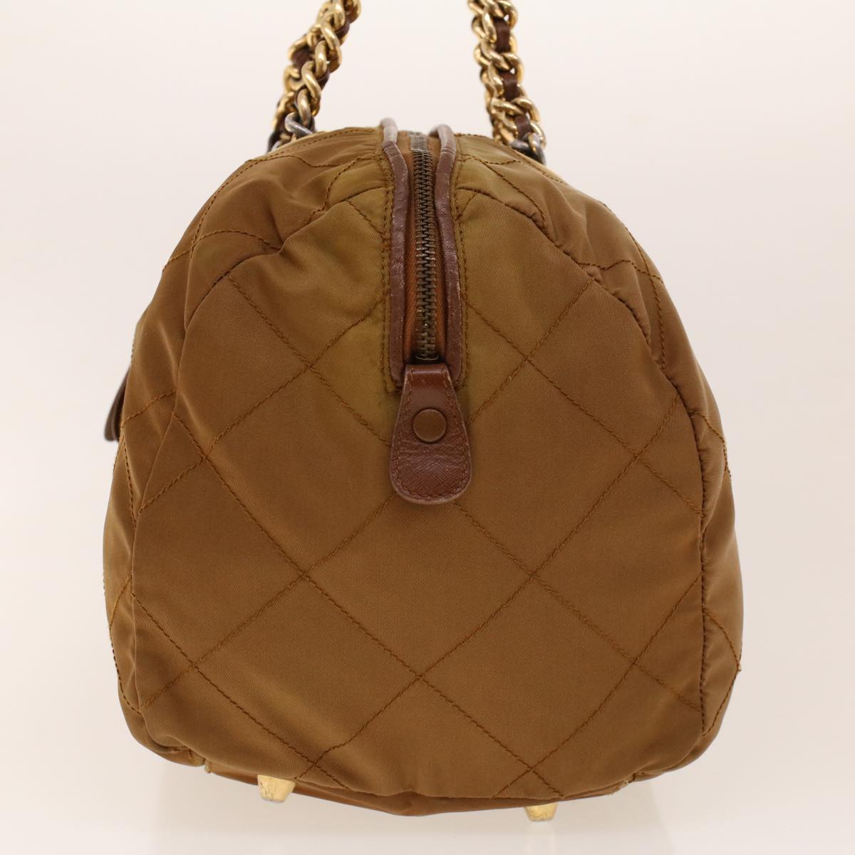 Prada Chain Boston Bag Nylon Brown